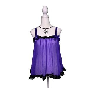 Vintage VICTORIA'S SECRET Sheer BABYDOLL CHIFFON Lingerie Short Slip Top Women S